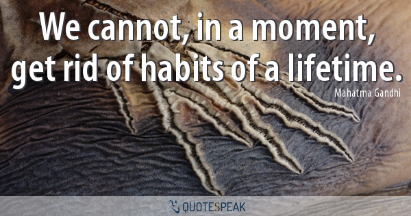 Addiction Quote: We cannot in a moment get rid of habits of a lifetime - Mahatma Gandhi