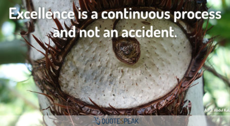 Motivational Quote: Excellence is a continuous process and not an accident - A.P.J. Abdul Kalam